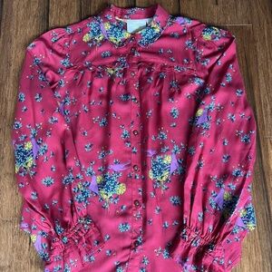 Adorable birds and flowers Maeve by Anthropologie blouse, size 12p